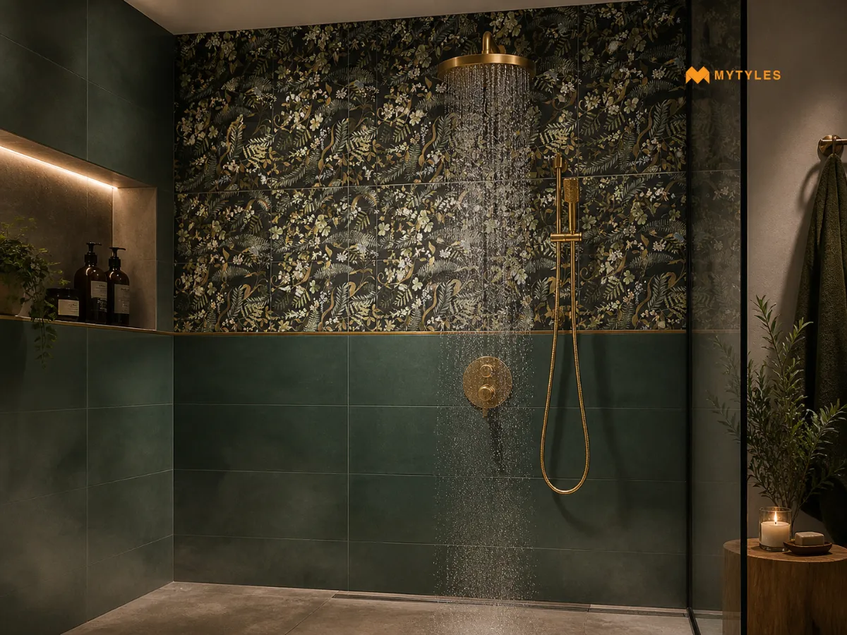 Imported Black and Green Tropical Wall Tile
